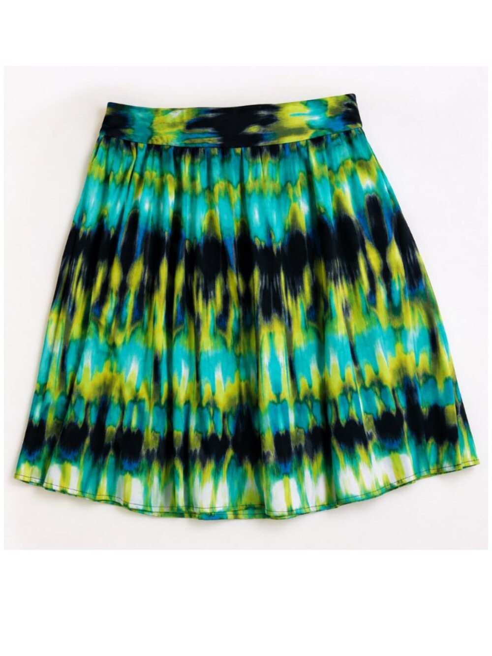 Worthington Bright Abstract Print A-Line Skirt Size 18 Green Blue Summer Office